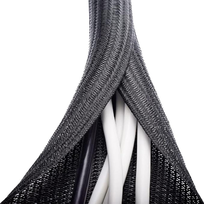 ZhiYo 20ft - 4/5 inch Cable Sleeve, Cord Wrap Wire Protector Tubing for Pets, PC Cable Wrap, Computer Cable Management Sleeve - Black