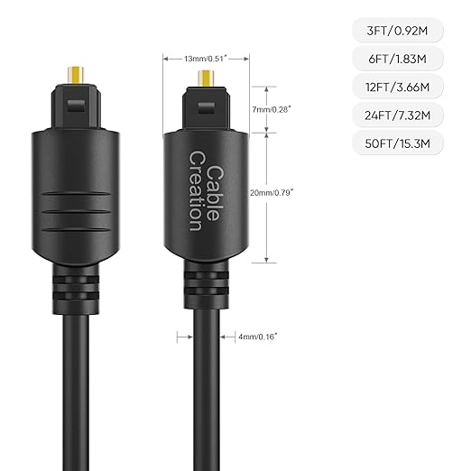 CableCreation Optical Audio Cable, 3 Feet Fiber Optic Cable [S/PDIF] with Gold Plated for Home Theater, Sound Bar, TV, PS4, Xbox, VD/CD Player, Blu-ray Players, Game Console& More, 0.9M