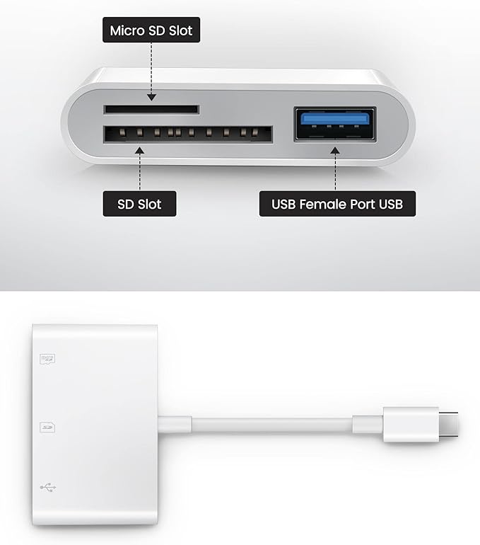 USB C SD Card Reader, Oyuiasle USB C to SD Card for iPhone 15 16/iPad/Mac/Laptop, USB-C/Type C Memory Card Adapter for iMac, iPad Pro Air Mini, MacBook Pro Air,Galaxy,MicroSD/SD