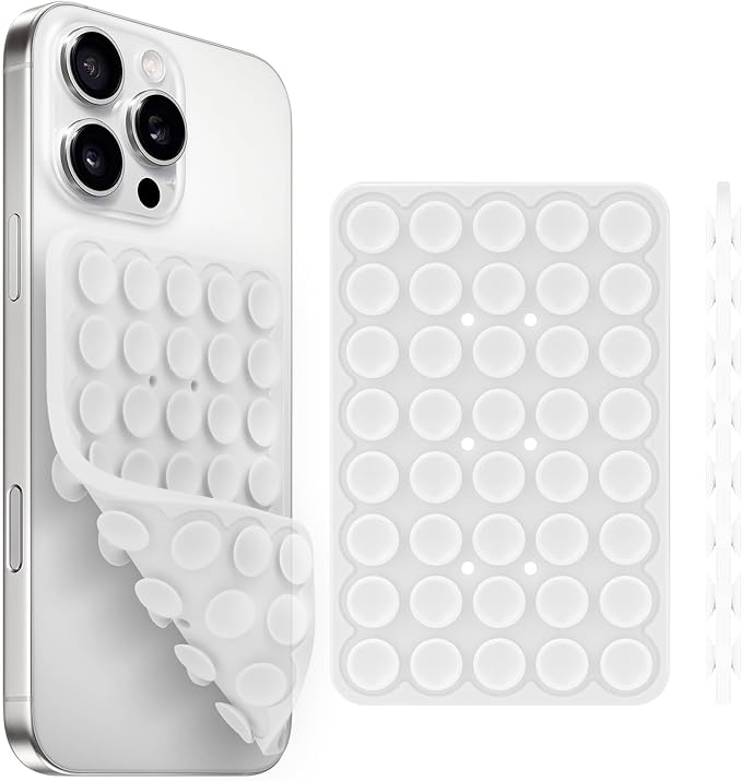 Silicone Suction Cup Phone Case Mount Double Sided, Phone Accessories Hands-Free Strong Grip Holder for Selfies and Videos, Silicon Phone Stand for iPhone and Android Translucent