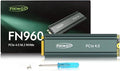 FN960 512GB M.2 2280 PCIe Gen4 x4 NVMe 1.4 Internal Solid State Drive with Heatsink - Speeds up to 4,800MB/s, Dynamic SLC Cache, Compatible PS5 Internal SSD