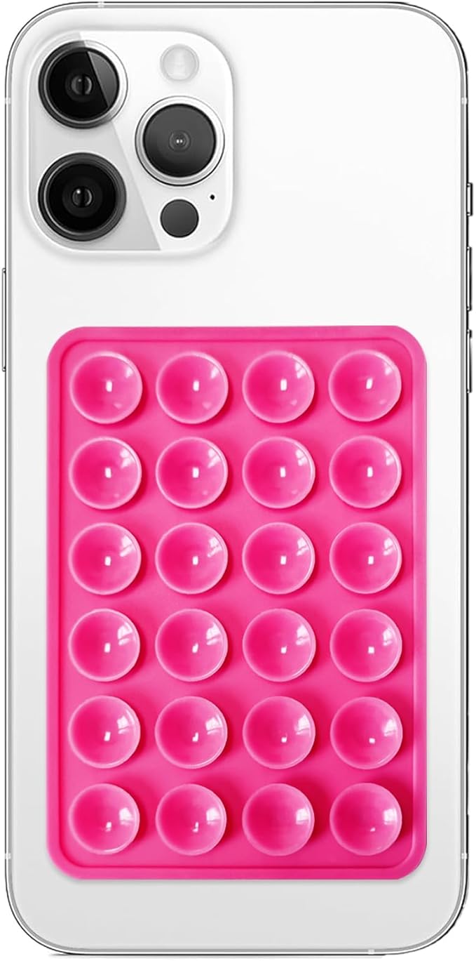Silicone Suction Phone Case Mount, Non Slip Sticky Phone Grip for Cellphone, Silicon Adhesive Suction Cup Phone Mount, Strong Grip Holder for Selfies and Videos (Rose)