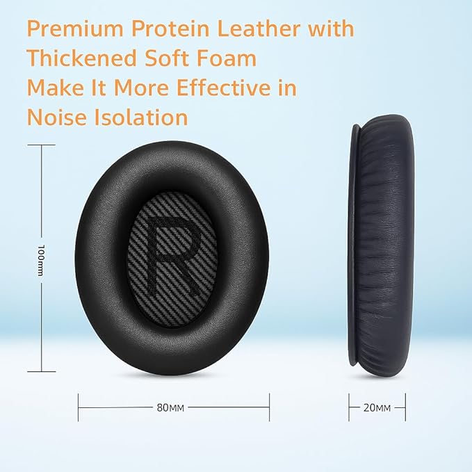 Premium Replacement Ear Pads for Bose QC2, QC35 I & II – Soft Protein Leather & - Image 7