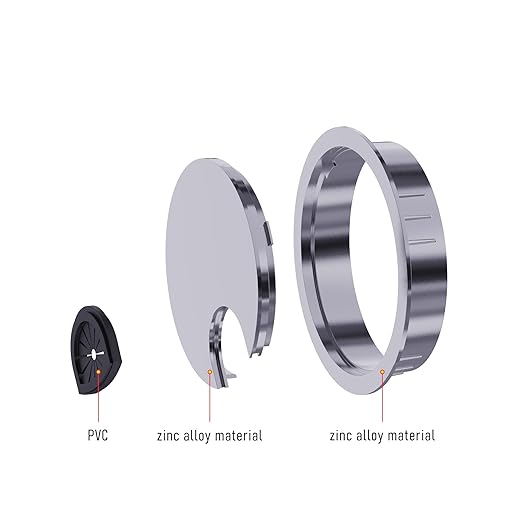 2 Pack Desk Grommet 3-1/8 Inch 80mm, Zinc Alloy Computer Desk Wire Hole Cover, Office Desktop Cord Cable Hole Metal Ring, Silver Tone