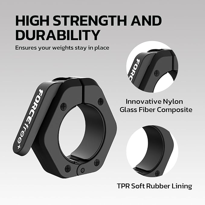 Barbell Clips (Pair), Barbell Clamps, Quick Release Olympic Barbell Clamps with Anti Slip TPR Grip, Barbell Collars for Secure Weightlifting & Powerlifting