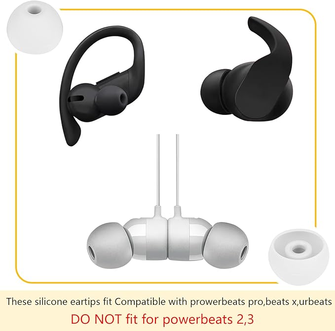 Ear Bud Covers Silicone Replacement Earbud Tips Compatible with Powerbeats Pro Beats Wireless Earphone Headphone Ear Tips 4 Pairs