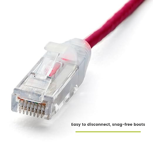 TRUECABLE Cat6 Component Rated Patch Cable, Unshielded (U/UTP), 1ft, Red, 28AWG Solid Copper, Snagless 10G High-Speed Ethernet Cable, PoE++ 4PPoE 100W, UL Listed, RoHS-3, 1 Pack