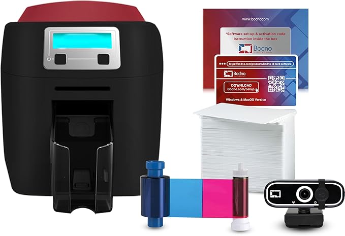 Bodno Magicard 400X Dual Sided ID Card Printer & Complete Supplies Package ID Software - Bronze Edition