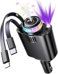 Retractable Car Charger with Aromatherapy and Starlight, 5 in 1 USB C Car Charger Adapter, 69W Fast Charging Cars Phone Chargers, Cars Air Freshener Compatible with iPhone 16 15 14 13 12 and Android