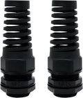 LeMotech 2Pcs NPT 3/4" IP68 Waterproof Cable Gland Flex Spiral Strain Relief Black Nylon Joint with Gaskets for 13-18mm Wire Thread