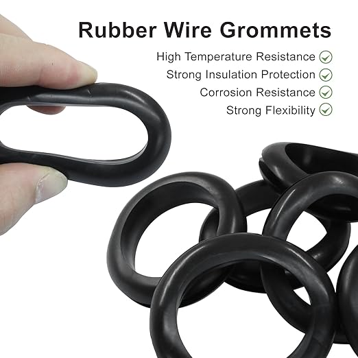 6 Pcs Rubber Grommets, 1-9/16" Inside Diameter 1-3/4" Drill Hole Rubber Wire Grommets O Ring Grommets for Wire, Firewall, Cables, Plugs, Automotive(Black)
