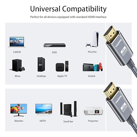 LEADSTAR HDMI Cable 4K 30 ft / 9m, High Speed HDMI 2.0 Cord Braided | 4K@60Hz, Ultra HD, 2160p, ARC, HDR, 3D, HDCP 2.2 | for Xbox, PS5, TV, Laptop, Monitor