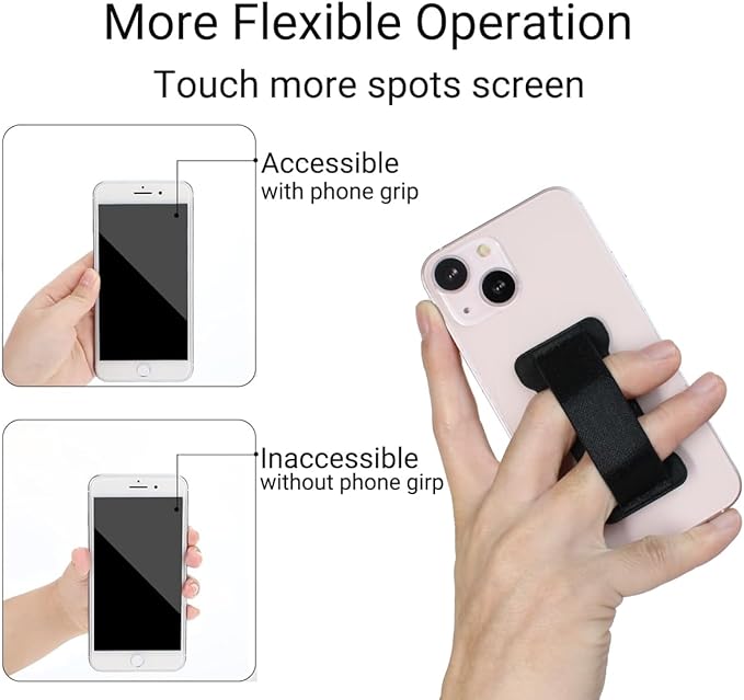 Finger Strap Phone Holder,Cell Phone Finger Grip Strap Holder for Hand, Ultra Thin Anti-Slip Universal Cell Phone Grips Band Holder for Back of Phone - 2Pack(Dot Black)