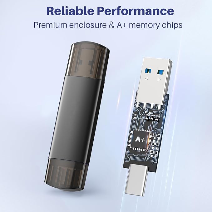 512GB USB C Flash Drive Dual USB 3.0 Flash Drive Type C + USB A Portable Type-C Flash Drive 2-in-1 USB-C Thumb Drive for Smartphone Tablet Computer Mac iPhone 16 Black