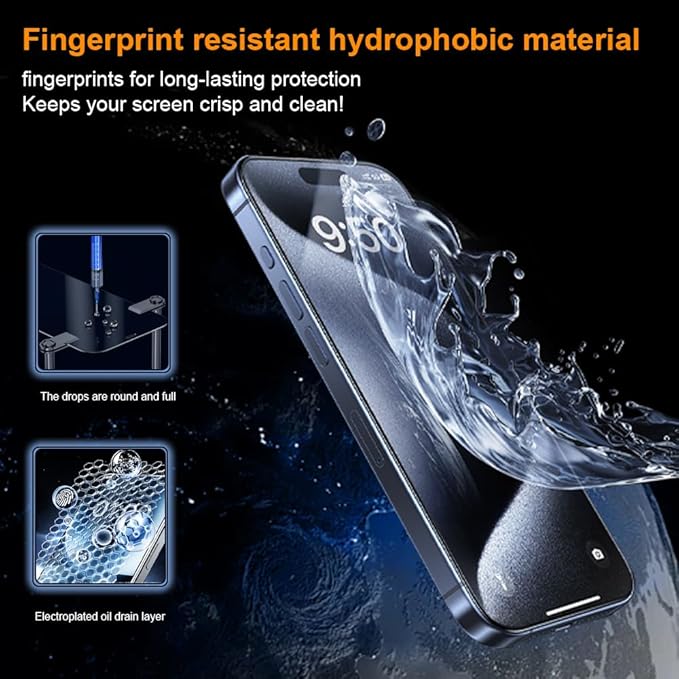 OneFish Screen Protector for Iphone 16 Plus, HD Clarity Tempered Glass Film 9H+ Hardness, with Hassle-Free Installation Frame, Dust-Free Bubble-Free Anti-Fingerprint, 2Pack