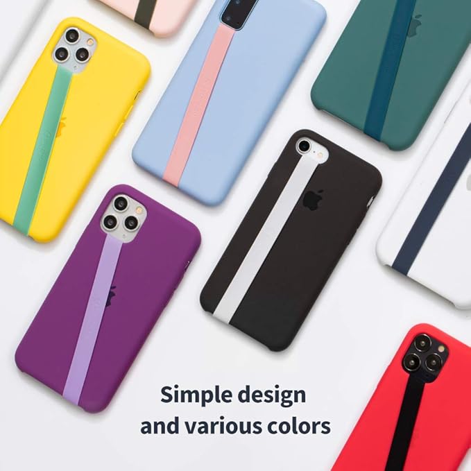 Sinjimoru Stretchable Silicone Phone Strap, Flexible and Elastic Grip Holder for iPhone & Android, Secure Phone Loops Finger Grip with Wireless Charging Support Sinji Loop Olive Grey