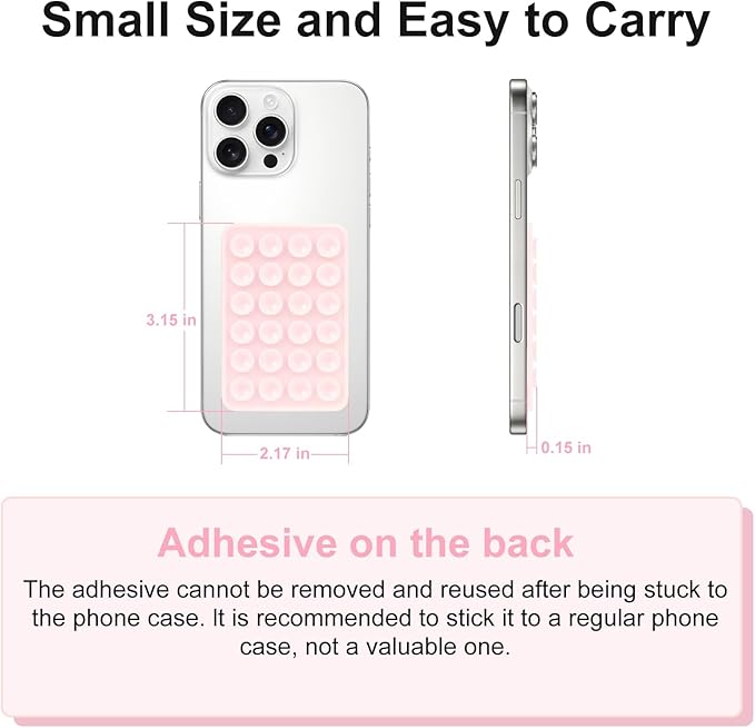 2PCS Silicone Suction Phone Case Mount,Non Slip Suction Cup Phone Mount,Hands-Free Phone Accessories Holder for Selfies and Videos,Silicon Adhesive Phone Stand Sticky for Cell Phone Rose red