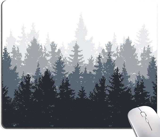 Forest Mouse Pad - Square Waterproof Non-Slip Rubber Base for Office Laptop, 9.5"x7.9"x0.12" Inch (Watercolor Forest)