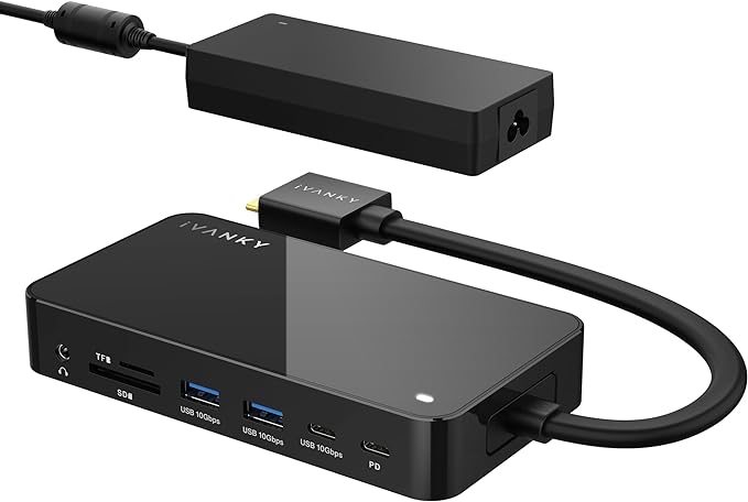 iVANKY FusionDock 1+ MacBook Pro Docking Station with 180W Power Adapter, 12-in-1 Dual 4K@60Hz USB C Dock for MacBook Pro/Air Thunderbolt 3/4 Dock HDMI 2.0, 96W PD, 6 USB, 2.5Gbps Ethernet SD/TF Audio