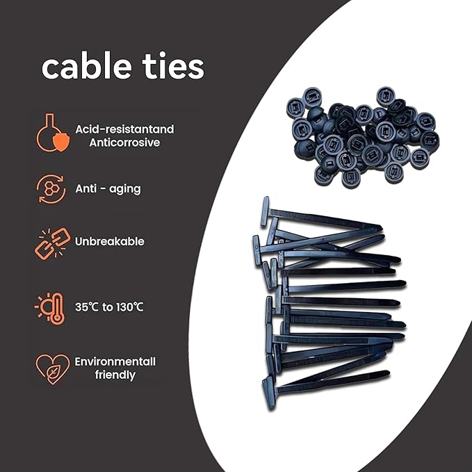 2026 upgraded heavy-duty self-locking nylon cable ties with uv protection for car repair, home, and cable management (100)