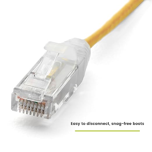 TRUECABLE Cat6 Component Rated Patch Cable, Unshielded (U/UTP), 3ft, Yellow, 28AWG Solid Copper, Snagless 10G High-Speed Ethernet Cable, PoE++ 4PPoE 100W, UL Listed, RoHS-3, 1 Pack