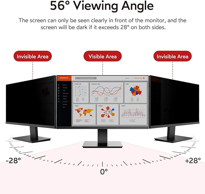 BERSEM 23.8 inch Removable Computer Privacy Screen Filter for 16:9 Ratio Monitor, Anti-Spy, Anti-Glare, Anti-Scratch, UV-Blocking