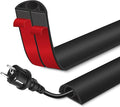 Floor Cord Cover for Wires on Floor Self Adhesive Cord Hider Floor Cable Management Wire Covers for Cords Protector Prevent Cable Trips Cord Cavity W 0.32" x H 0.32", Black, 10Ft