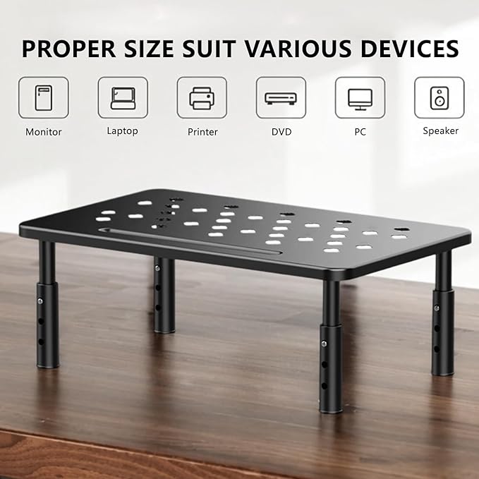 Monitor Stand,Computer Monitor Stand for Desk,Adjustable Laptop Riser,Monitor Riser with Airflow Vents,Monitor Riser,Desk Organizer for Computer,Laptop, Printer,Pc