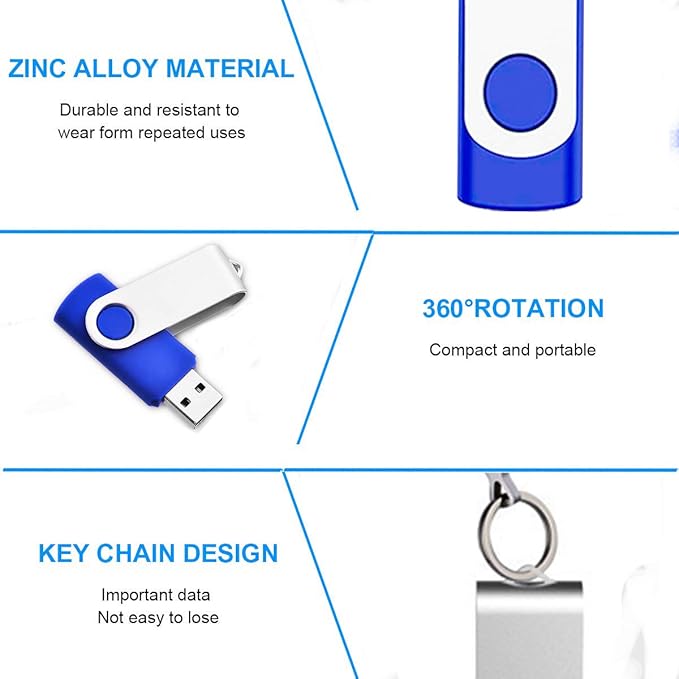 EASTBULL 4GB USB Bulk Flash Drives 100 Pack USB 2.0 Flash Drives Bulk USB Drives Bulk Thumb Drive Pack Memory Stick (Blue 100Pack)