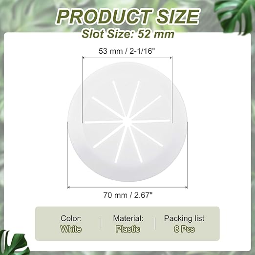 PATIKIL Desk Grommet 2-1/16", 8 Pcs Round Cable Grommet Cord Hole Cover with Adhesive Tape Flexible Table Wire Organizer for Office Home Table Countertop, White