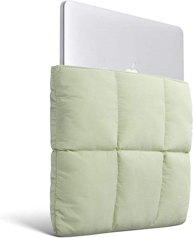 Comfyable Puffy Laptop Sleeve 15 Inch 16 Inch, Quilted Puffer Laptop Carrying Case, Pillow Pouch Compatible for MacBook Air 15 in M4 2025 & MacBook Pro 16 in M4 2024, Sage
