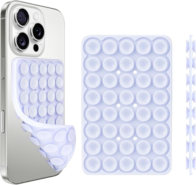 1 Pack Silicone Suction Cup Phone Case Mount Double Sided, Phone Accessories Hands-Free Strong Grip Holder for Selfies and Videos, Silicon Phone Stand Sticky for iPhone and Android Lavender