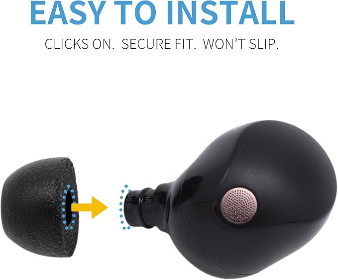 Comply TrueGrip | Premium Memory Foam Replacement Earbud Tips for Sony True Wireless Earbuds | Enhanced Comfort, Secure Fit, Superior Noise Isolation, Cleaning Tool | Black (S/M/L) (3 Pairs)