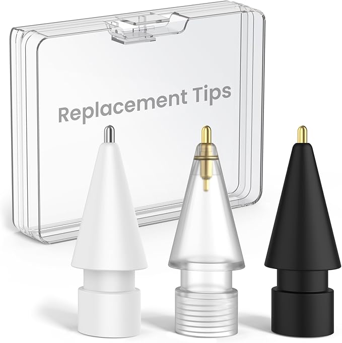 Delidigi 3 Pack Replacement Tips Compatible with Apple Pencil Pro/2nd Generation/1st Gen/USB C, Wear-Resistant iPencil Nibs Accessories Fine Point Precise Control Pen Like Tips