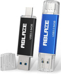 ABLAZE USB C Flash Drive 64GB 2 Pack, Dual USB 3.0+Type C Flash Drive Compatible with iPhone 16/15, Android Smartphone, Computer,Tablet Mac Laptop (2 Pack)