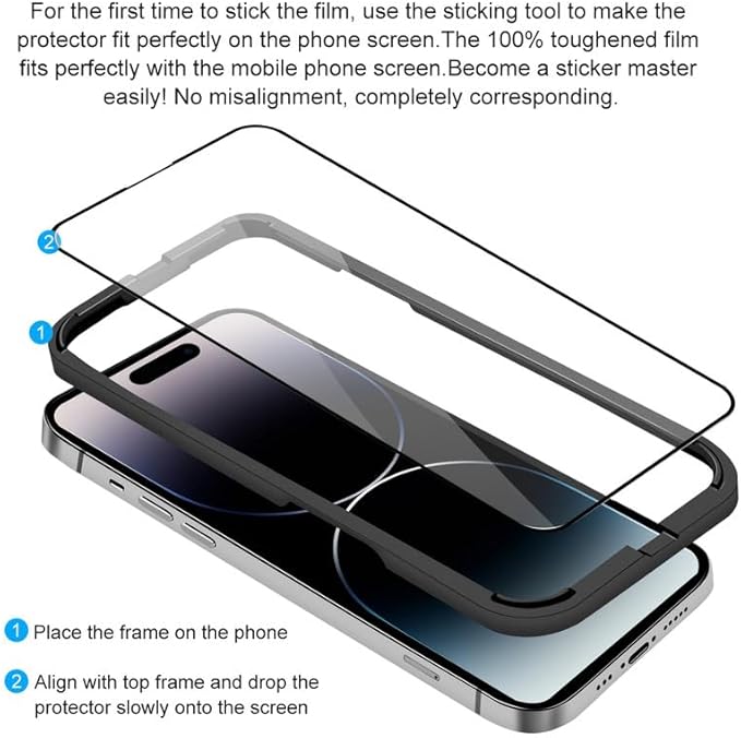 iPhone 14 Pro Screen Protector Tempered Glass Compatible with Apple Dynamic Island (2 Pack)