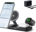 THREEKEY Qi2 25W MagSafe 3-in-1 Wireless Charging Station, MFI Certified by Apple, Fast Foldable Charger Stand for iPhone 17/16/15/14/13/12 Pro Max, Apple Watch, AirPods(45W Adapter Included)