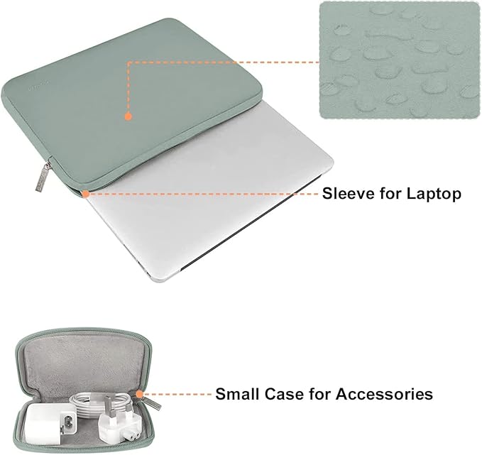 MOSISO Laptop Case 15 inch, 15 inch Laptop Sleeve Bag Compatible with MacBook Air 15 M4 A3241 M3 A3114 M2 A2941 2025 2024 2023, Dell XPS 15, Neoprene Computer Sleeve Bag with Small Case, Antique Green