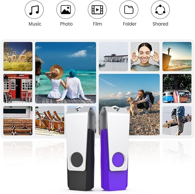 Aiibe 128GB USB 3.0 Flash Drive 5 Pack - 128GB Thumb Drive Multi Pack (128G, 5 Mixed Colors: Black, Red, Cyan, Green, Purple)