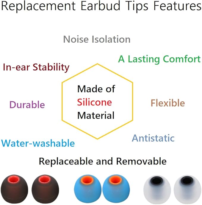 Earbud Tips Earbud Replacement Pieces Silicone Soft and Comfortable Compatible - Image 6