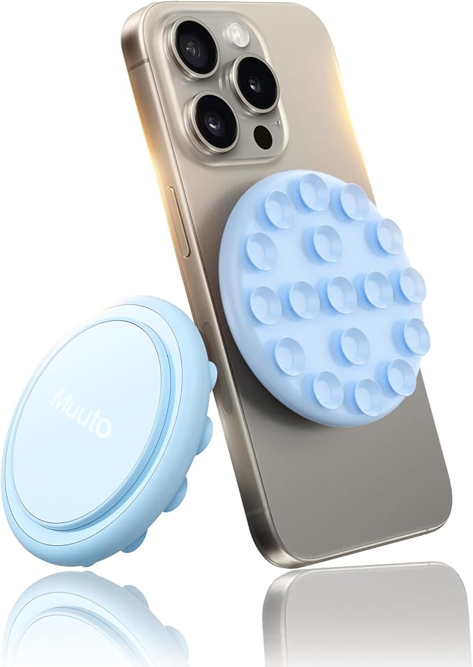 Muuto Silicone Suction Phone Case Mount,Octo Cup Buddy Sticky Phone Grip for Magsafe,Phone Sticky Grip for iPhone,Sticky Grippy Holder Portable and Detachable, Hands-Free for Selfies and Videos
