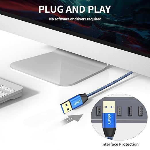 USB to USB Cable 6FT,Durable Braidedfor USB 3.0 Male to Male Type A to Type A Cable Data Transfer Compatible with Hard Drive, Laptop, DVD Player, TV, USB 3.0 Hub, Monitor, Camera, Set Up Box and More