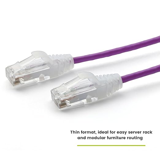 TRUECABLE Cat6 Component Rated Patch Cable, Unshielded (U/UTP), 3ft, Purple, 28AWG Solid Copper, Snagless 10G High-Speed Ethernet Cable, PoE++ 4PPoE 100W, UL Listed, RoHS-3, 5 Pack