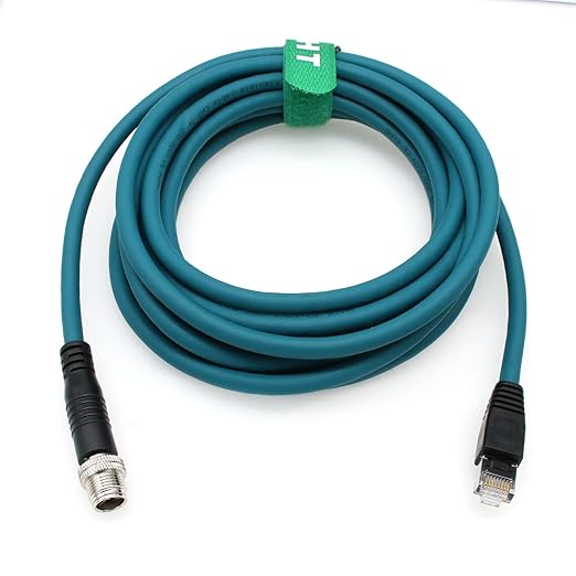 Ethernet Network Cable for Cognex Basler Datalogic Keyence Sick Baumer Microscan Camera Sensor Reader, M12 8 Pin X-Coded Male to RJ45 CAT7e High Speed 50M