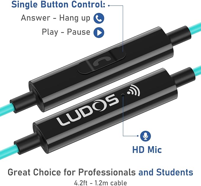 LUDOS Ultra USB C Headphones for iPhone 16 15 Pro Max Plus iPad Pro, 5 Years Warranty, Magnetic USB-C Earbuds for Samsung Galaxy S24 S23 Ultra S22 S21 FE S20 A55 A54 A53, USB Type C - Turquoise