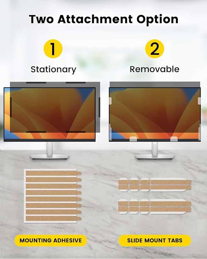 F FORITO 22 Inch 16:10 360°Privacy Screen Protector for Computer Monitor, Removable Eye Protection Anti Blue Light Anti Glare Computer Screen Privacy Shield for 22" Widescreen Monitors