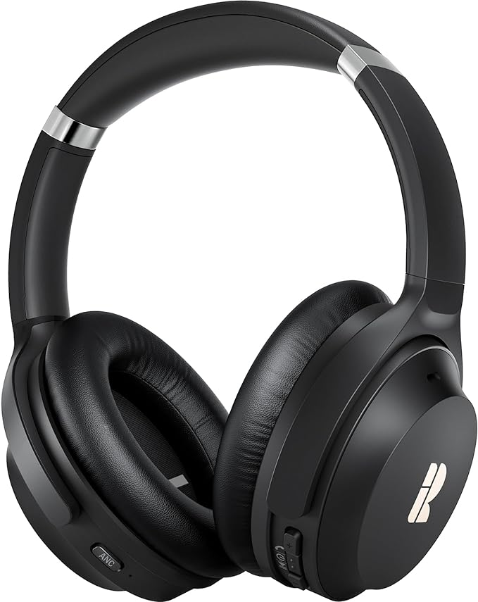 Bluetooth Headphones, Premium Active Noise Cancelling Wireless Headphones Over Ear, 50H Playtime, Hi-Res Audio, Deep Bass, Memory Foam Ear Cups for Travel, Home Office