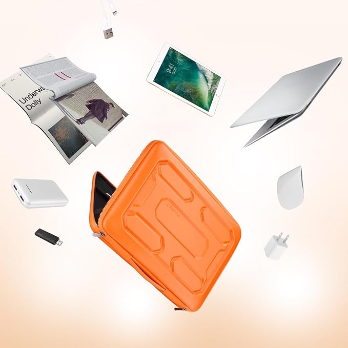 DOMISO 13.3 inch Laptop Sleeve with Handle Shockproof Computer Bag Waterproof EVA Protective Carrying Case for 13-13.3 inch Notebooks/13 MacBook Air/MacBook Pro Retina/Dell XPS 13/HP,Orange