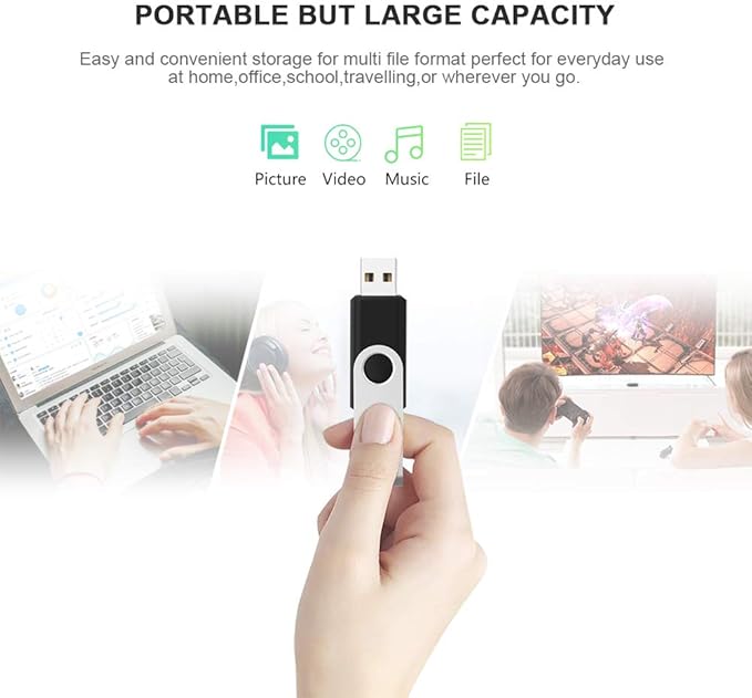 KEXIN 10 Pack 4GB Flash Drive Thumb Drive 4G USB Drive Memory Stick with LED Indicator, USB 2.0 Black