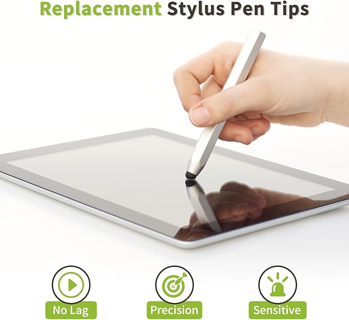 MECCANIXITY 20Pcs Replacement Stylus Pen Tips 7mm Conductive Capacitive Touch Screen Pens Tips Silicone Rubber, Black